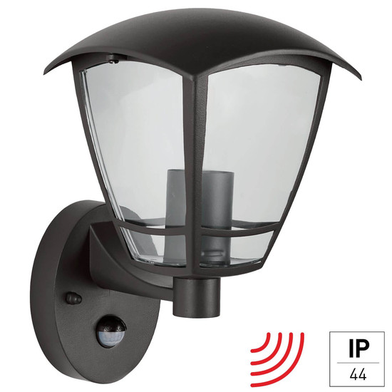 e2 Außenwandleuchte Navi E27 Bewegungsmelder IP44 Anthrazit Aluminium 26x20,5cm
