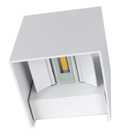 e2 LED Außenwandleuchte Qube up&down 7W CCT warm-/neutral-/tageslichtweiss 3000K/4000K/6000K IP65 Weiß Aluminium 10x10cm