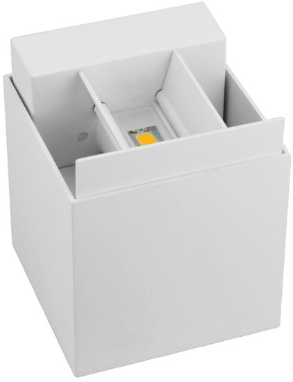e2 LED Außenwandleuchte Qube up&down 7W CCT warm-/neutral-/tageslichtweiss 3000K/4000K/6000K IP65 Weiß Aluminium 10x10cm