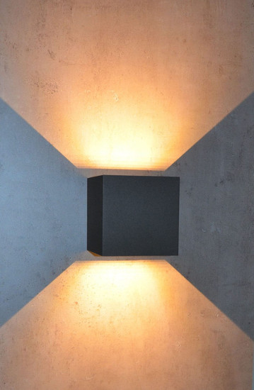 e2 LED Außenwandleuchte Qube up&down 7W CCT warm-/neutral-/tageslichtweiss 3000K/4000K/6000K IP65 Anthrazit Aluminium 10x10cm