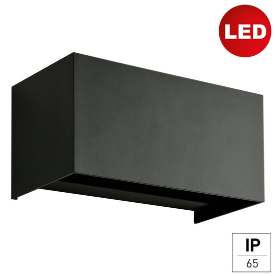 e2 LED Außenwandleuchte Quad up&down 12W CCT warm-/neutral-/tageslichtweiss 3000K/4000K/6000K IP65 Anthrazit Aluminium 20x10cm