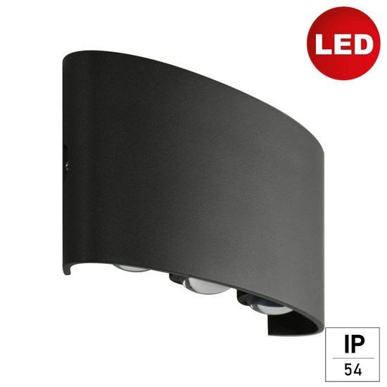 e2 LED Außenwandleuchte Petra up&down 7W CCT warm-/neutralweiss 3000K/4000K/5000K IP54 Anthrazit Aluminium 17x8cm
