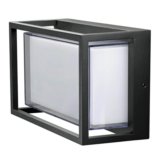 e2 LED Außenwandleuchte Merga 12W CCT warm-/neutral-/tageslichtweiss 3000K/4000K/6000K IP54 Anthrazit Aluminium 24x14,5cm