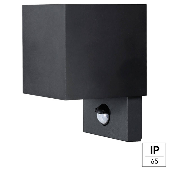 e2 LED Außenwandleuchte Qube up&down 7W CCT warm-/neutral-/tageslichtweiss 3000K/4000K/6000K Bewegungsmelder IP65 Anthrazit Aluminium 15x10cm
