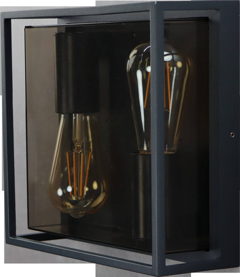 e2 LED Außenwandleuchte Libra 2x 6,5W warmweiss 2700K IP65 Anthrazit Aluminium 25x25cm