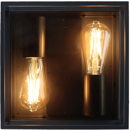 e2 LED Außenwandleuchte Libra 2x 6,5W warmweiss 2700K IP65 Anthrazit Aluminium 25x25cm