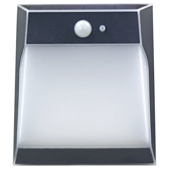 e2 LED Solar-Außenwandleuchte Sabik 2W neutralweiss 4000K Bewegungsmelder IP54 Anthrazit Edelstahl 18x15cm