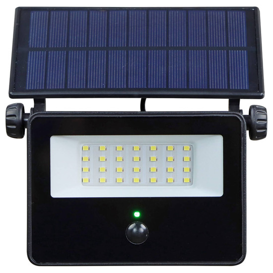 e2 LED Solar-Wandstrahler, Fluter Segin 10W tageslichtweiss 6500K Bewegungsmelder IP54 Schwarz Aluminium 20x14,5cm