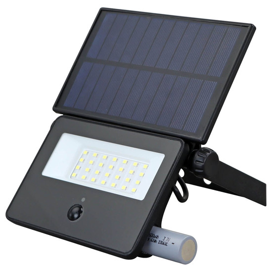 e2 LED Solar-Wandstrahler, Fluter Segin 10W tageslichtweiss 6500K Bewegungsmelder IP54 Schwarz Aluminium 20x14,5cm