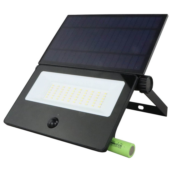 e2 LED Solar-Wandstrahler, Fluter Segin 20W tageslichtweiss 6500K Bewegungsmelder IP54 Schwarz Aluminium 26x21cm