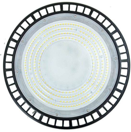 e2 LED Hallenleuchte, Hallenstrahler Slim 200W tageslichtweiss 6500K IP65 Schwarz Aluminium Ø33cm