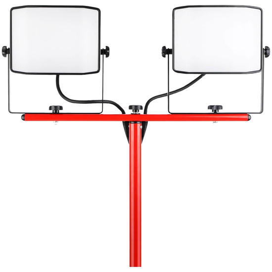 e2 LED Baustellenstrahler, Fluter mit Stativ 2x 50W tageslichtweiss 6000K IP65 Rot Aluminium 172x87cm