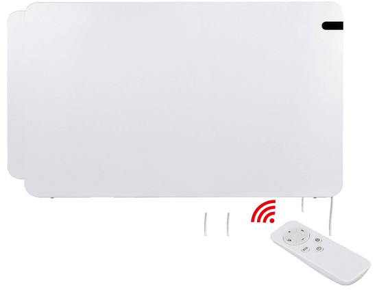 e2 Infrarotheizungen, Infrarot-Heizpaneel Alea L 650W Thermostat Fernbedienung IP44 Weiß 100x60cm