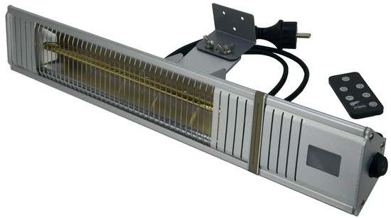 e2 Infrarotheizungen, Infrarot-Heizstrahler Wall 2000W Fernbedienung IP65 Aluminium 54cm