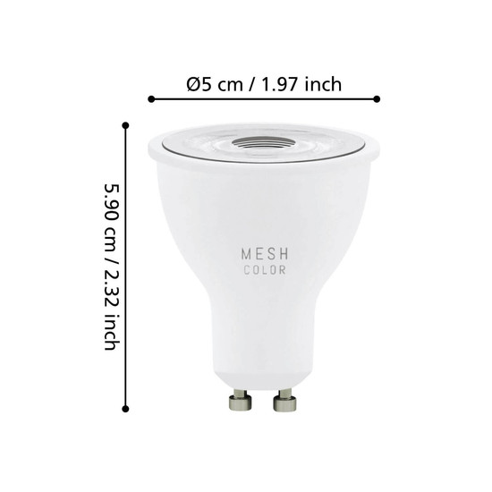 Eglo LED Spot, Strahler-Lampe Smart GU10 dimmbar 4,9W 420lm RGB CCT warm-/tageslichtweiss 2700-6500K Zigbee Opal 3er Pack 110398