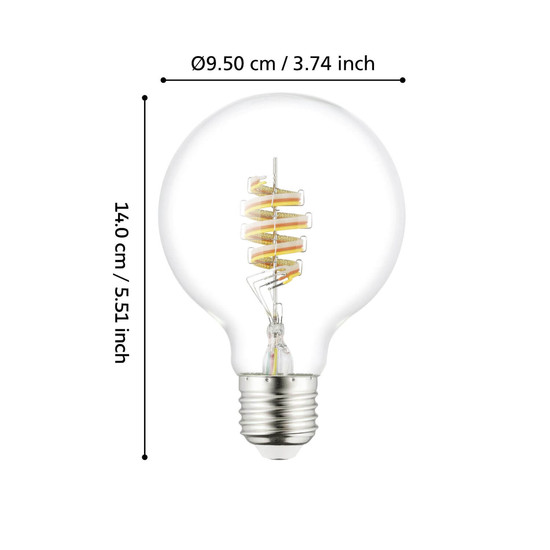 Eglo LED Lampe Smart E27 G95 dimmbar 7,5W 806lm RGB warmweiss 3000K Zigbee Klar 110407