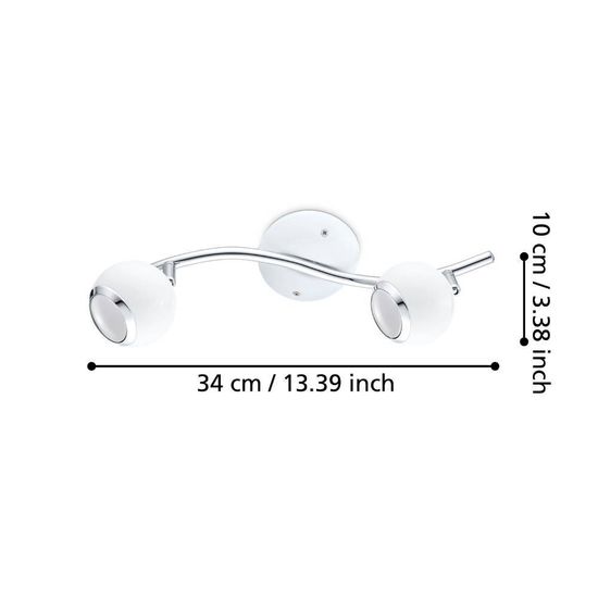 Eglo 31002 BIMEDA LED GU10 2-fach Deckenleuchte 2x2,8W 365x100mm Weiss Chrom warmweiss