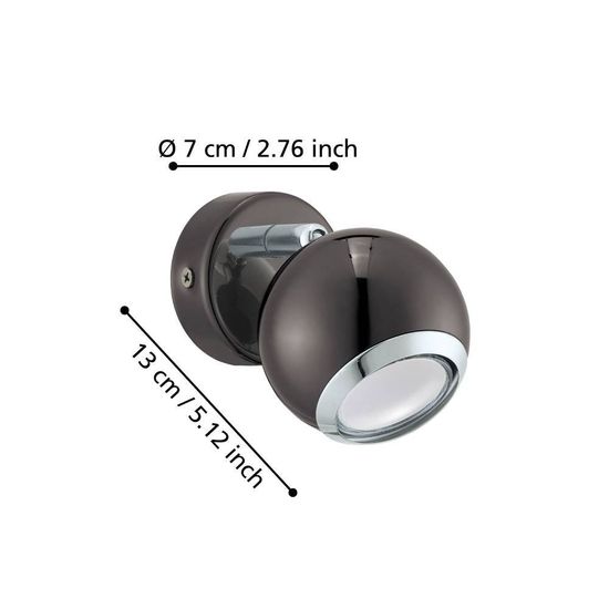 Eglo 31005 BIMEDA LED GU10 Wandleuchte 1x2,8W Ø70mm Nickel-Nero Chrom warmweiss