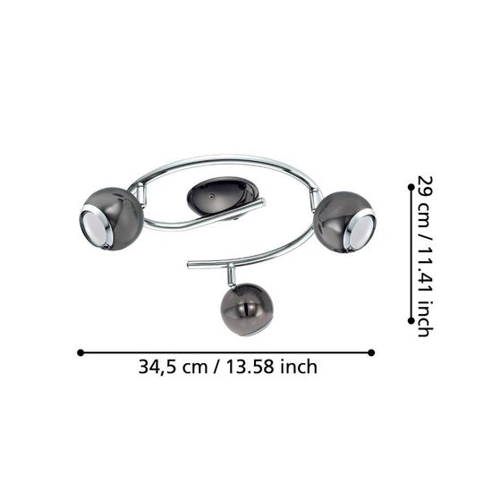 Eglo 31007 BIMEDA LED GU10 3-fach Deckenleuchte 3x2,8W Nickel-Nero Chrom warmweiss