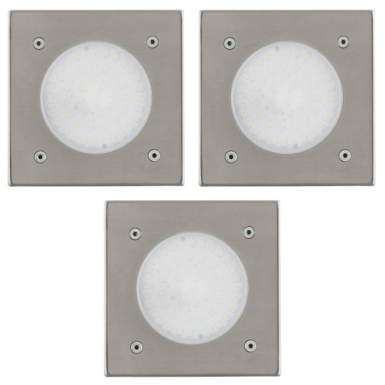 Eglo 32336 3-er Set LAMEDO LED Bodeneinbauleuchte 3x2,5W 100x100mm Edelstahl Weiss Warmweiss