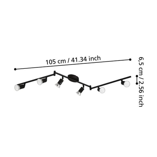 Eglo 32433 BUZZ-LED LED GU10 6-fach Spotleuchte 6x2,8W 1050x65mm Schwarz
