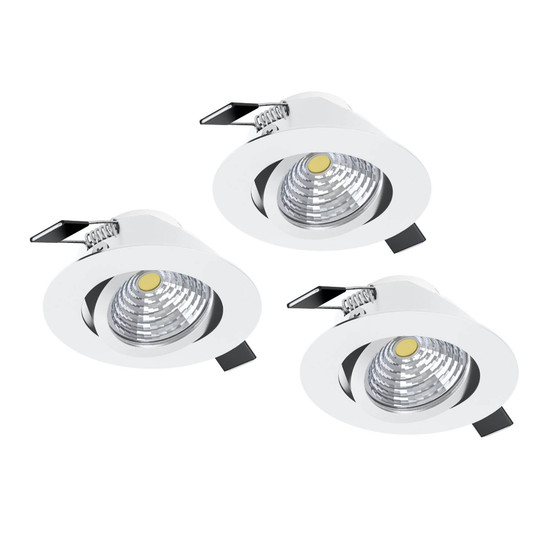 Eglo LED Einbauspot Saliceto 3-flammig dimmbar 3x 6,4W neutralweiss 4000K Weiss Aluminium Ø9cm 33391
