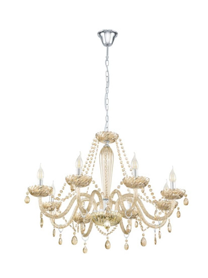 Eglo 39093 Basilano Hängeleuchte 8XE14 chrom cognac