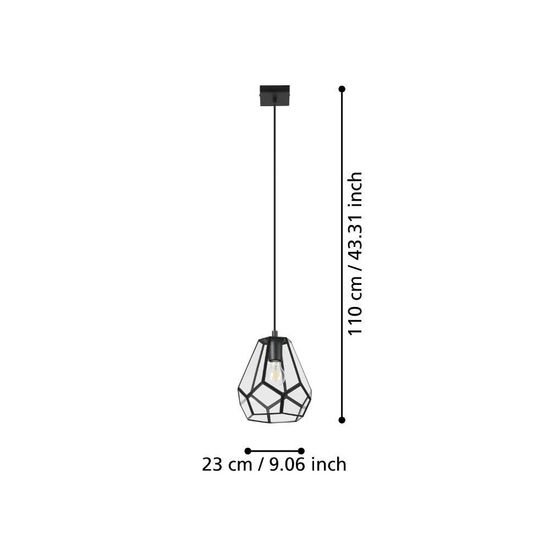 Eglo 43643 MARDYKE E27 Hängeleuchte Ø230mm Schwarz