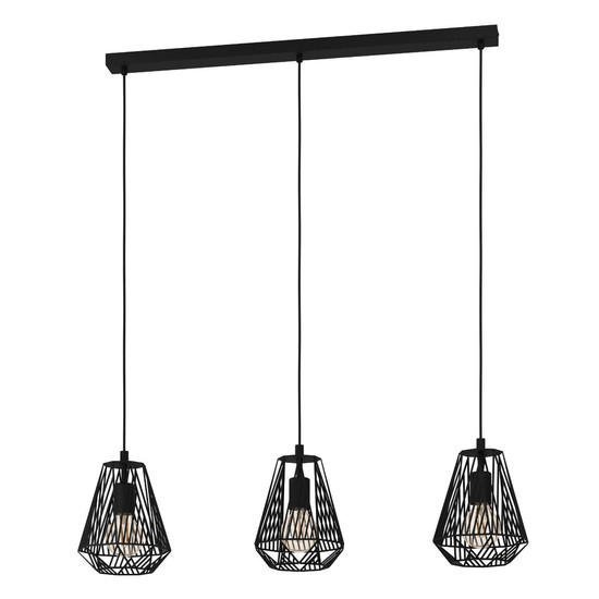 Eglo Pendelleuchte Stype 3-flammig E27 Schwarz Stahl 96x20cm 43693