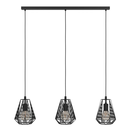 Eglo Pendelleuchte Stype 3-flammig E27 Schwarz Stahl 96x20cm 43693