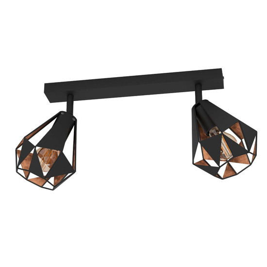 Eglo Deckenstrahler Carlton 7 2-flammig E27 Schwarz Kupferfarben-antik Stahl 42x25,5cm 43716
