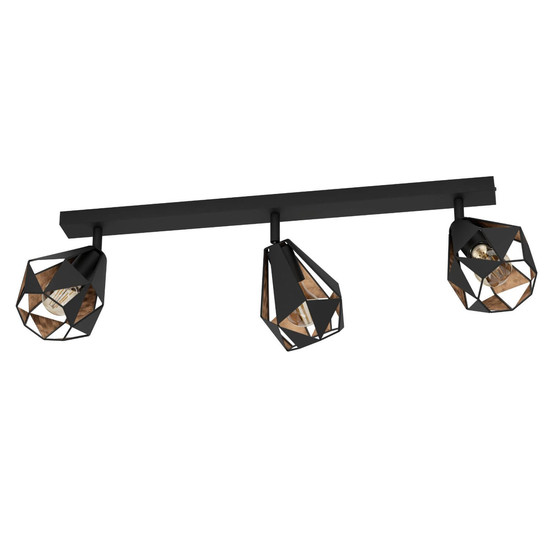 Eglo Deckenstrahler Carlton 7 3-flammig E27 Schwarz Kupferfarben-antik Stahl 73x25,5cm 43717