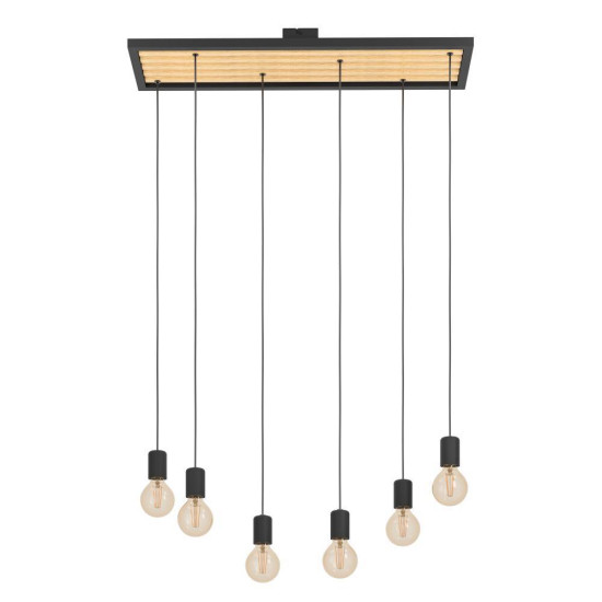 Eglo 43725 CONSETT E27 6-fach Hängeleuchte 780x250mm Schwarz Braun