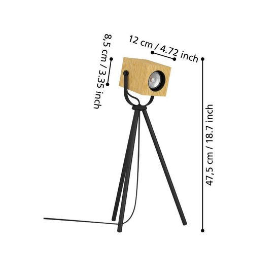 Eglo 43749 AYLES LED GU10 Tischleuchte 1x3W Schwarz Braun