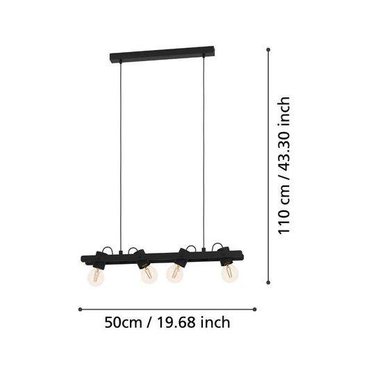 Eglo 43848 PLIMSOLL E27 4-fach Hängeleuchte 770x95mm Schwarz