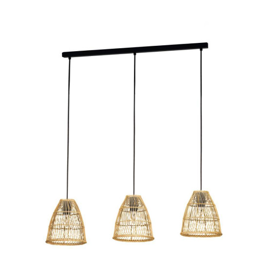 Eglo 43867 AYESGARTH E27 3-fach Hängeleuchte 910x210mm Schwarz Natur