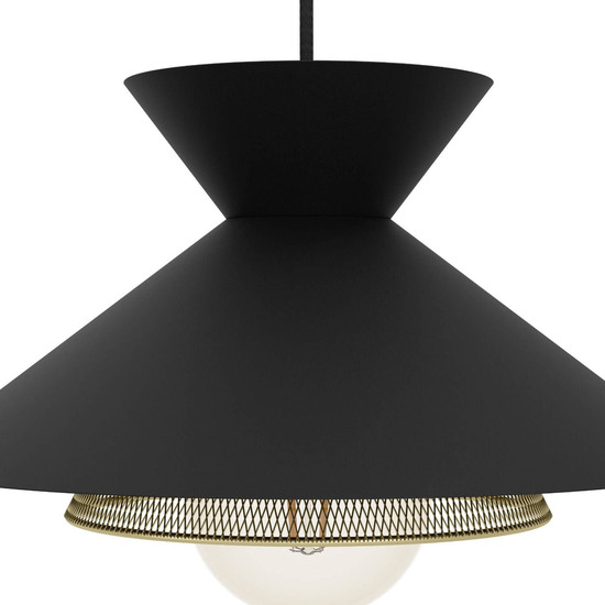 Eglo Pendelleuchte Grizedale 3-flammig E27 Schwarz Messing Stahl 96x26cm 43886
