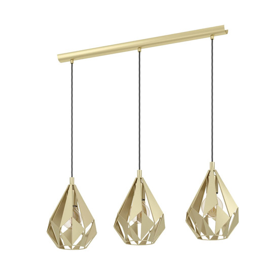 Eglo Pendelleuchte Carlton 3-flammig E27 Goldfarben Stahl 80,5x20,5cm 43909