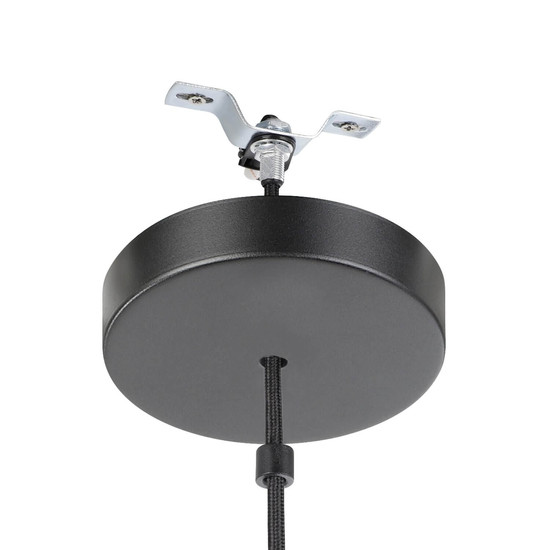 Eglo Pendelleuchte Marford E27 Schwarz Natur Stahl Bast Ø50cm 44096