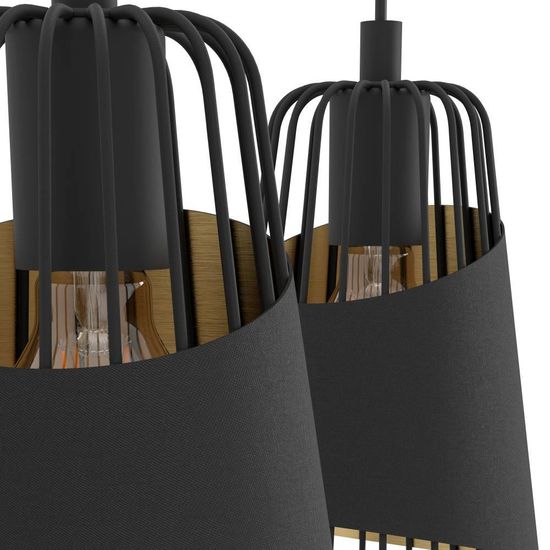 Eglo 49448 AUSTELL E27 3-fach Hängeleuchte 765x165mm Schwarz Gold