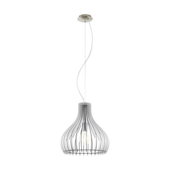 Eglo 61715 TINDORI E27 Hängeleuchte Ø500mm Nickel-Matt Weiss