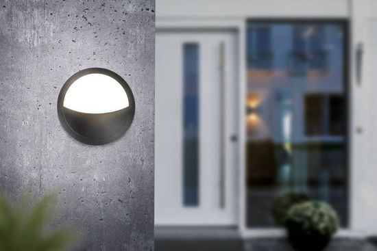 Eglo 62218 BELLARIA LED Außen-Wandleuchte 6W Ø300mm Schwarz Weiss Neutralweiss IP66