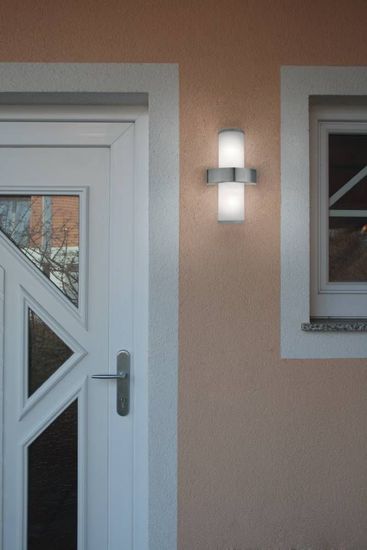 Eglo 86541 BEVERLY E27 Außen-Wand-/Deckenleuchte Edelstahl Silber Weiss IP44