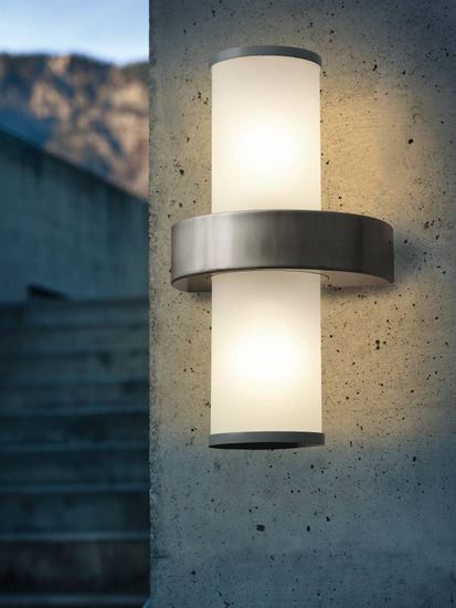 Eglo 86541 BEVERLY E27 Außen-Wand-/Deckenleuchte Edelstahl Silber Weiss IP44