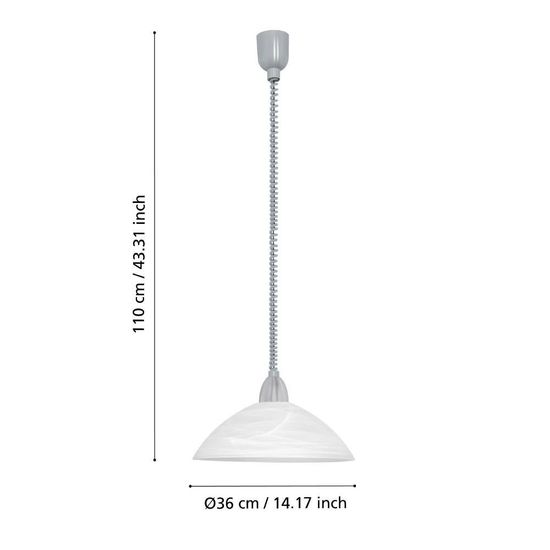 Eglo 87008 LORD 2 E27 Hängeleuchte Ø360mm Grau Weiss höhenverstellbar
