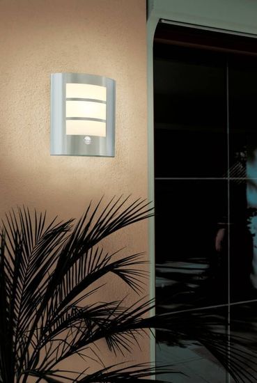 Eglo 88142 CITY E27 Außen-Wand-/Deckenleuchte Sensor Edelstahl Weiss IP44