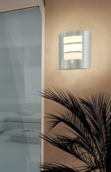 Eglo 88142 CITY E27 Außen-Wand-/Deckenleuchte Sensor Edelstahl Weiss IP44