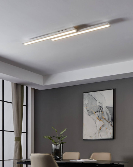 Eglo LED Deckenleuchte Saliteras-Z Smart 2-flammig dimmbar 2x 10,2W RGB CCT warm-/tageslichtweiss 2700-6500K Zigbee Weiss Stahl 116x16cm 900022