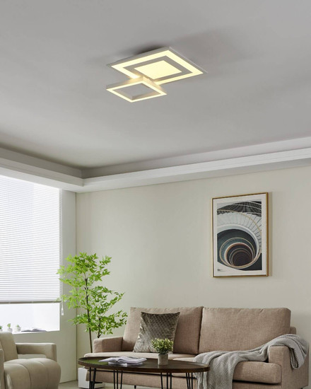 Eglo LED Deckenleuchte Savatarila-Z Smart dimmbar 21,6W RGB CCT warm-/tageslichtweiss 2700-6500K Zigbee Weiss Stahl 45x45cm 900023