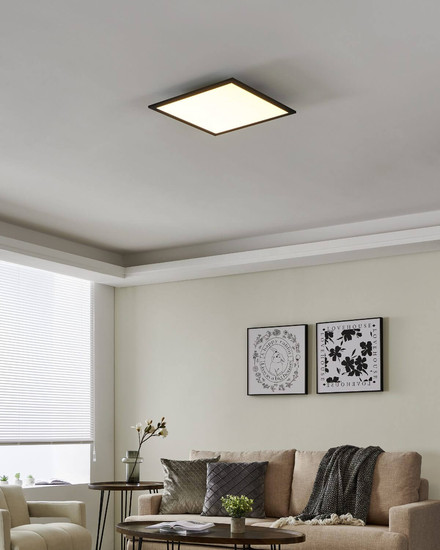 Eglo LED Deckenleuchte Salobrena-Z Smart dimmbar 21,5W CCT warm-/tageslichtweiss 2700-6500K Zigbee Schwarz Aluminium 45x45cm 900051